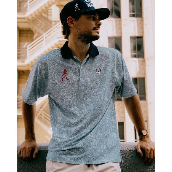 Devereux Golf x Johnnie Walker Topo Blue Polo - Sky Topo - Size L - NEW - Picture 1 of 6